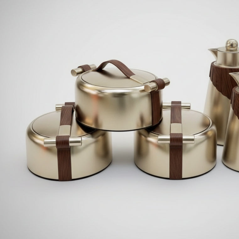 Matte Silver Insulated Food Warmer Set of 3