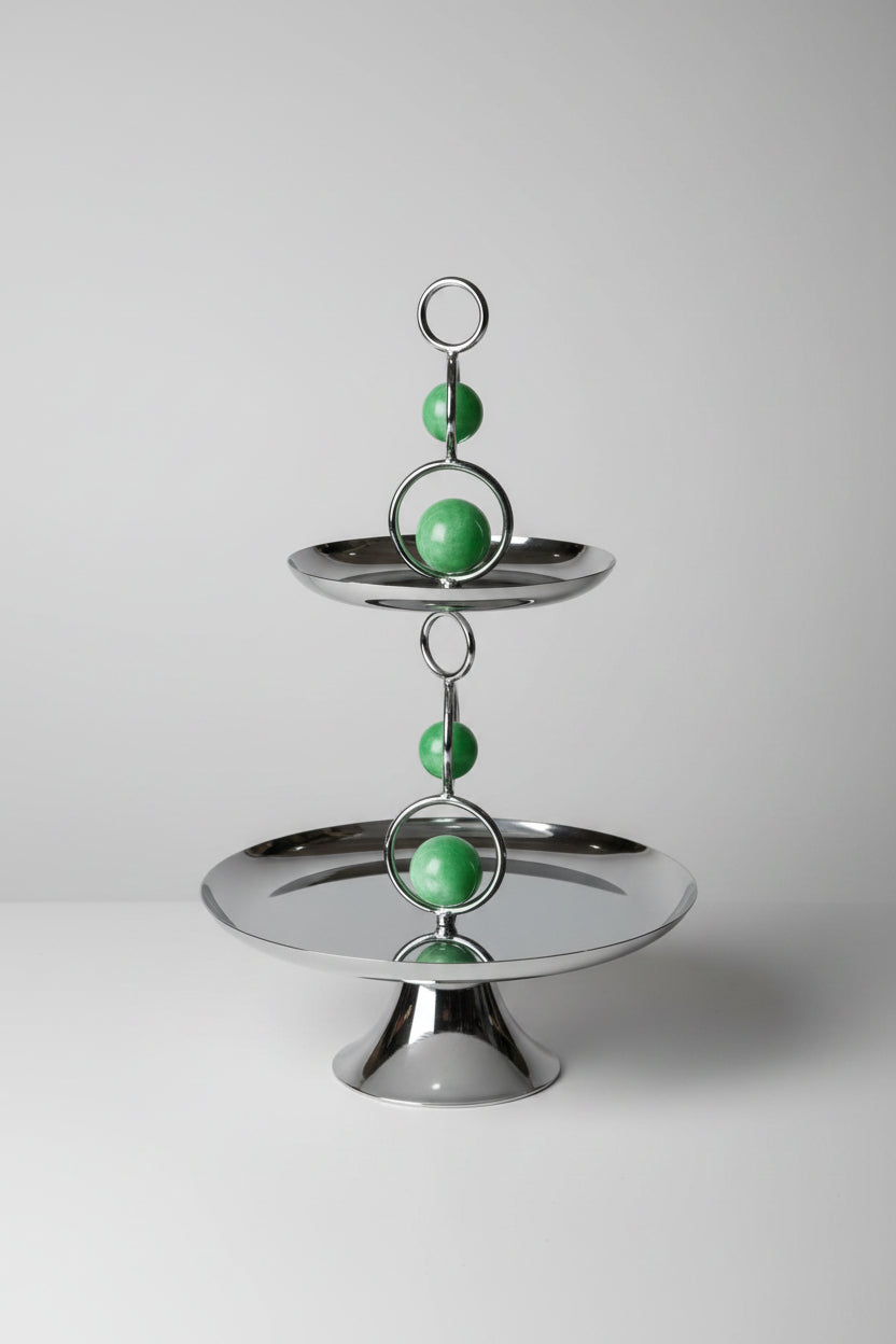 Two-Tier Serving Stand with Jade Accent