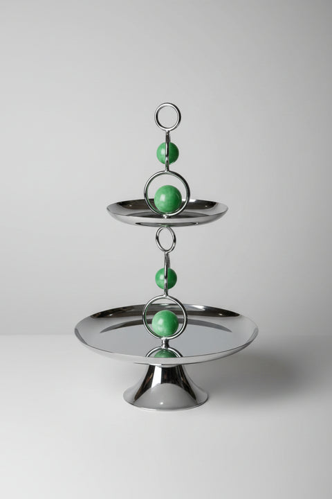 Two-Tier Serving Stand with Jade Accent