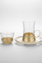 Tea & Coffee Glass Cups Set in Gold