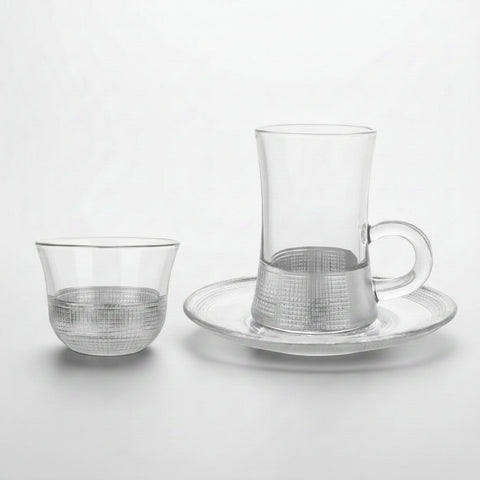 Tea & Coffee Glass Cups set in Silver